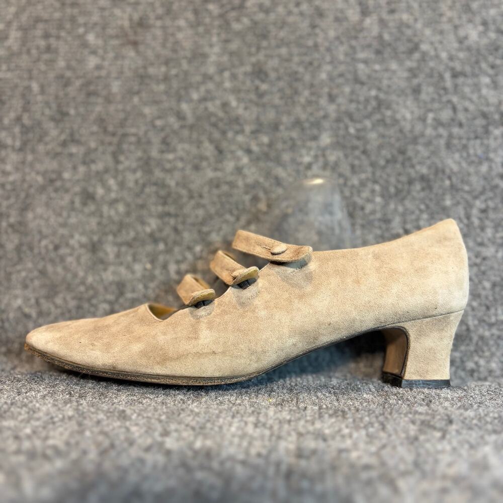 Sesto Meucco Florence Womens 10 Taupe Suede Low Heels Pumps Italy Dress Shoes